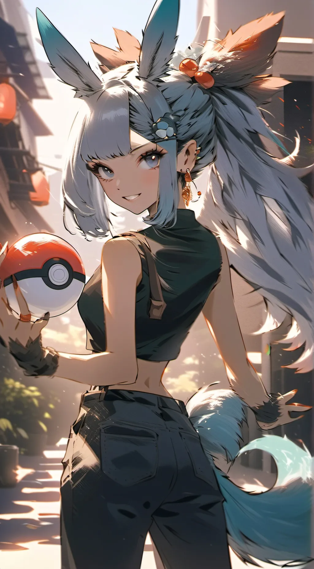 ai character: Vaporeon girl  background