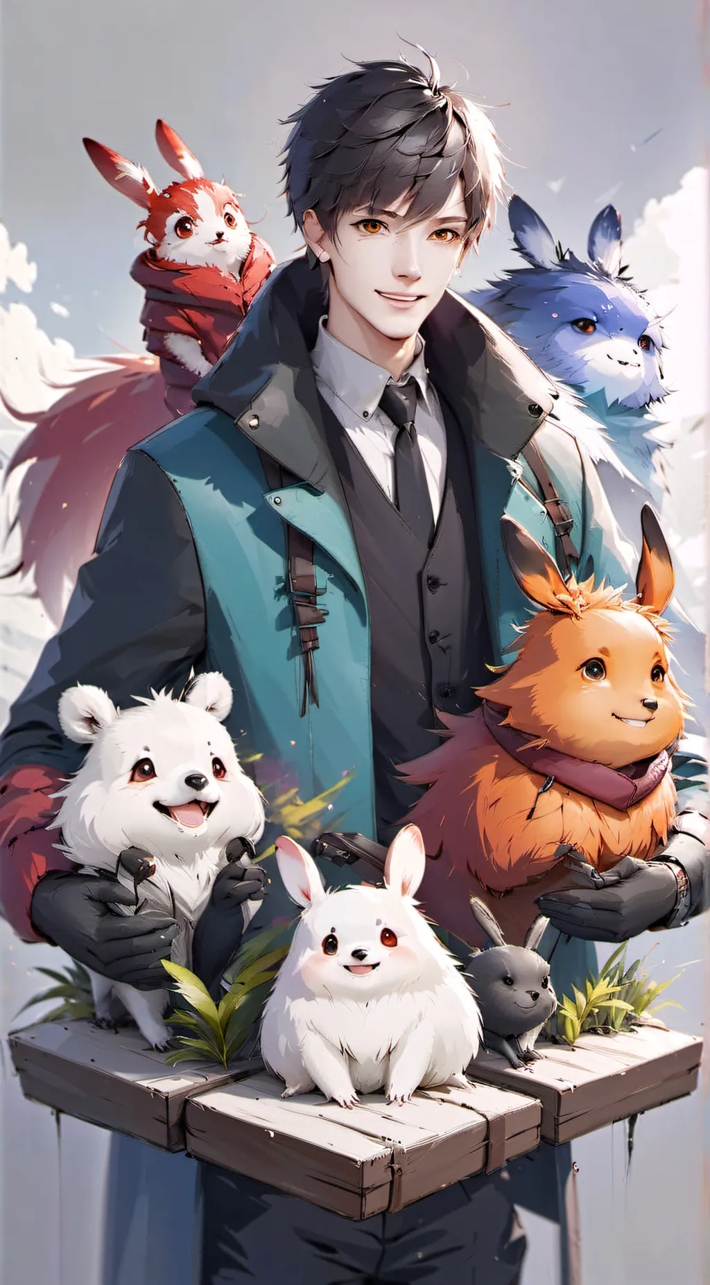 ai character: Lankybox + smil background