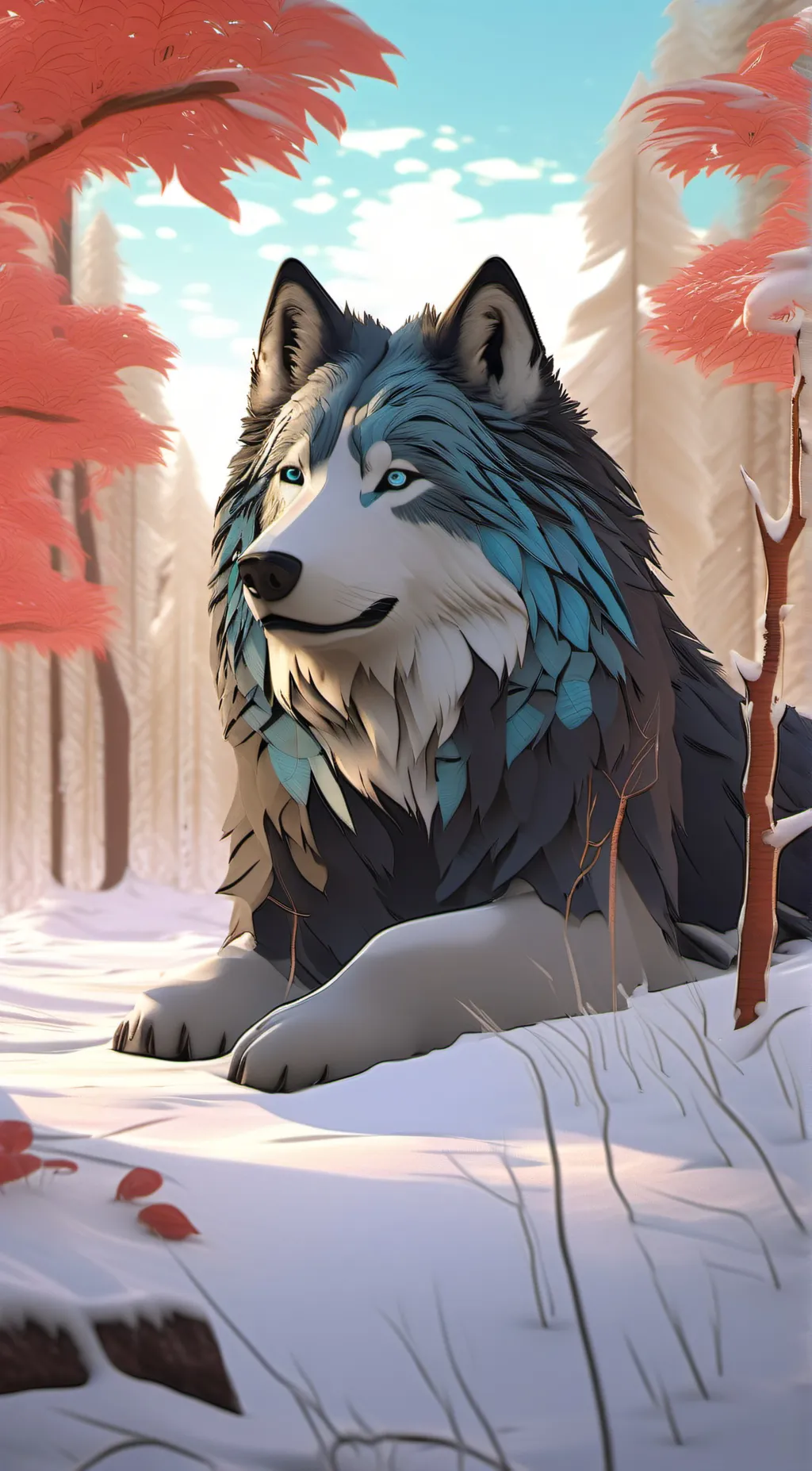 ai character: wolfshibrit  background