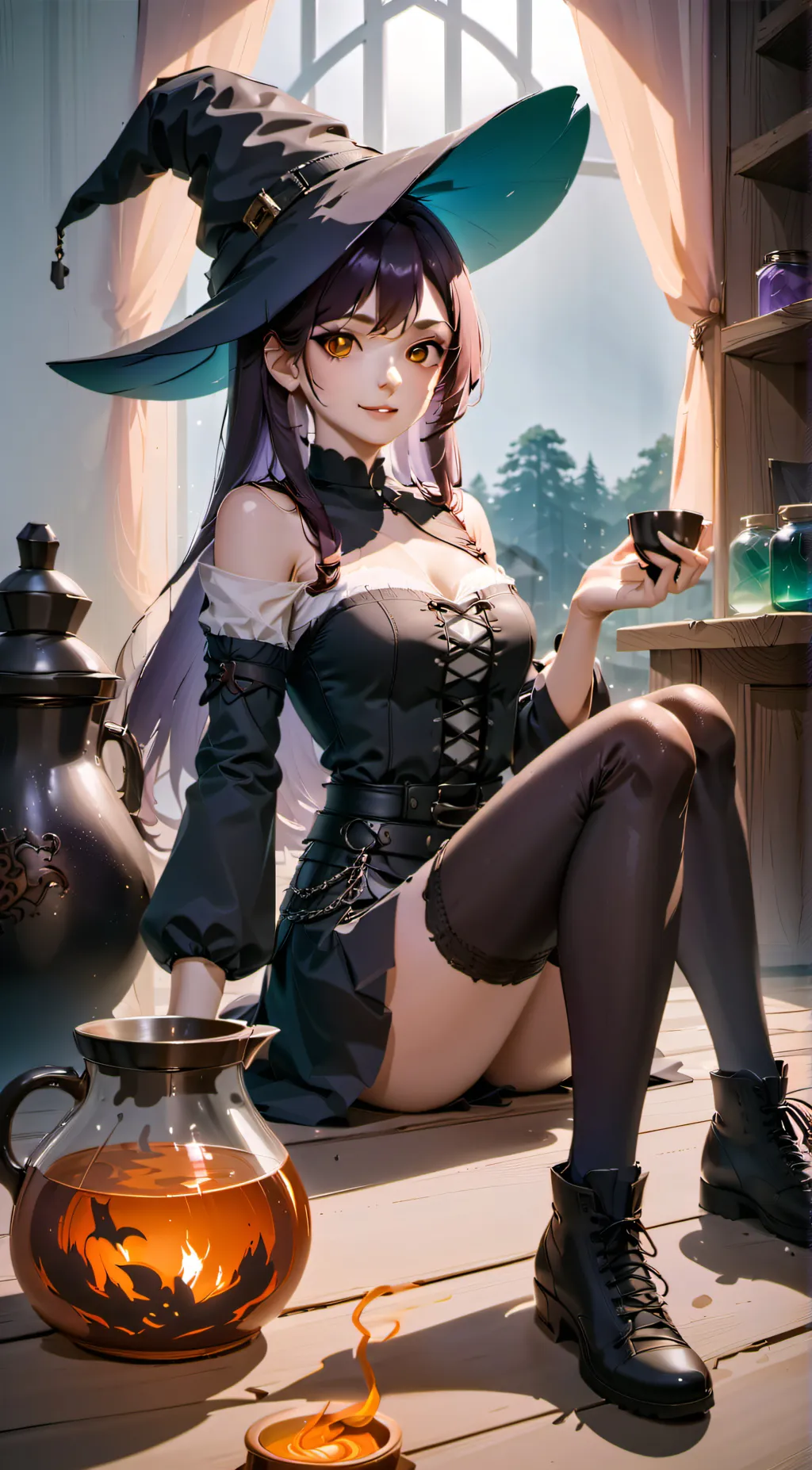 ai character: Amelia the witch  background