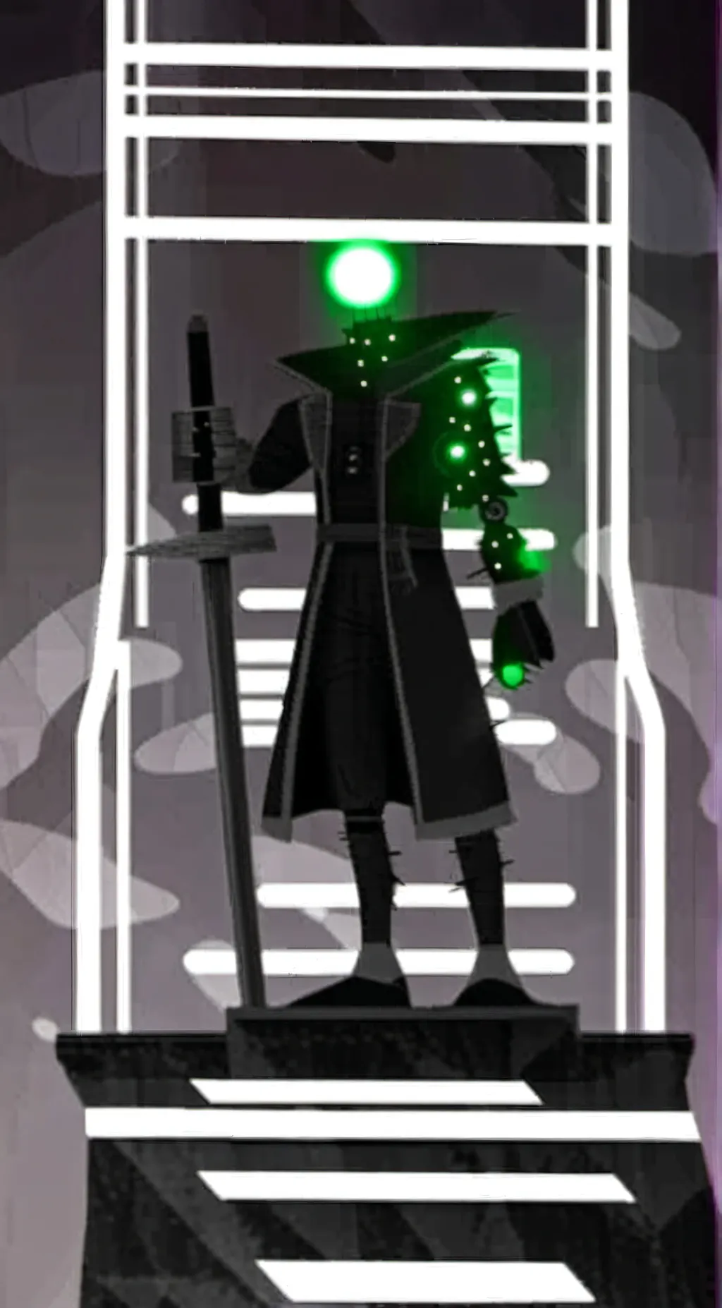 ai character: sword lantern man background