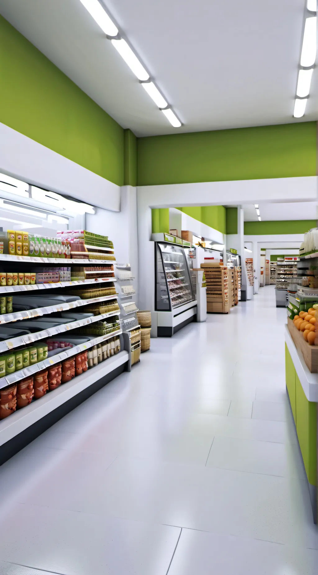 ai character: supermarket background