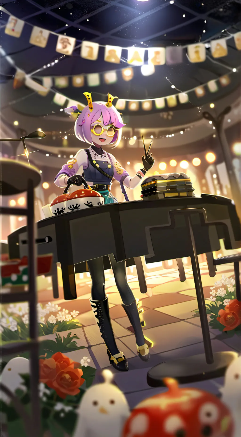 ai character: Violet background