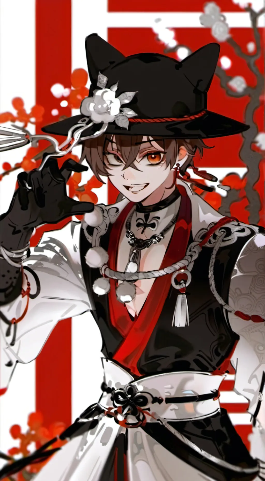 ai character: Hanako❤️🖤❤️🤍 background