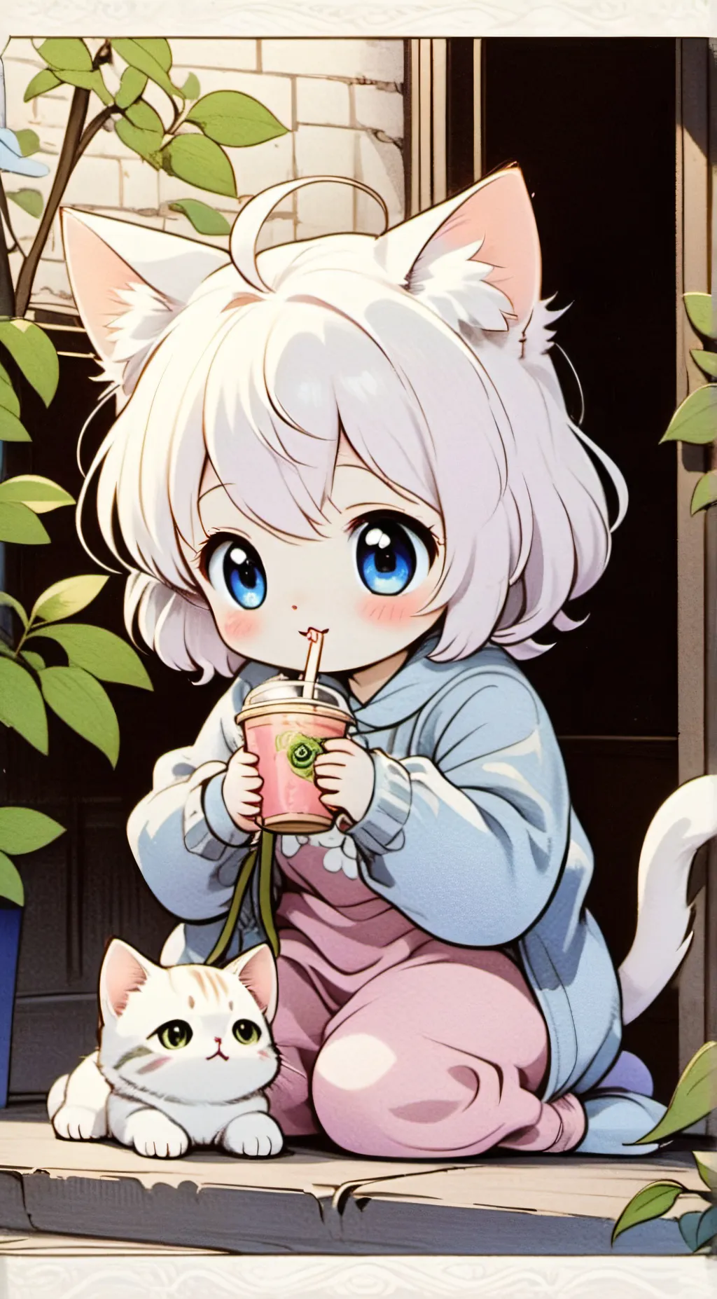 ai character: Pink lemonade background