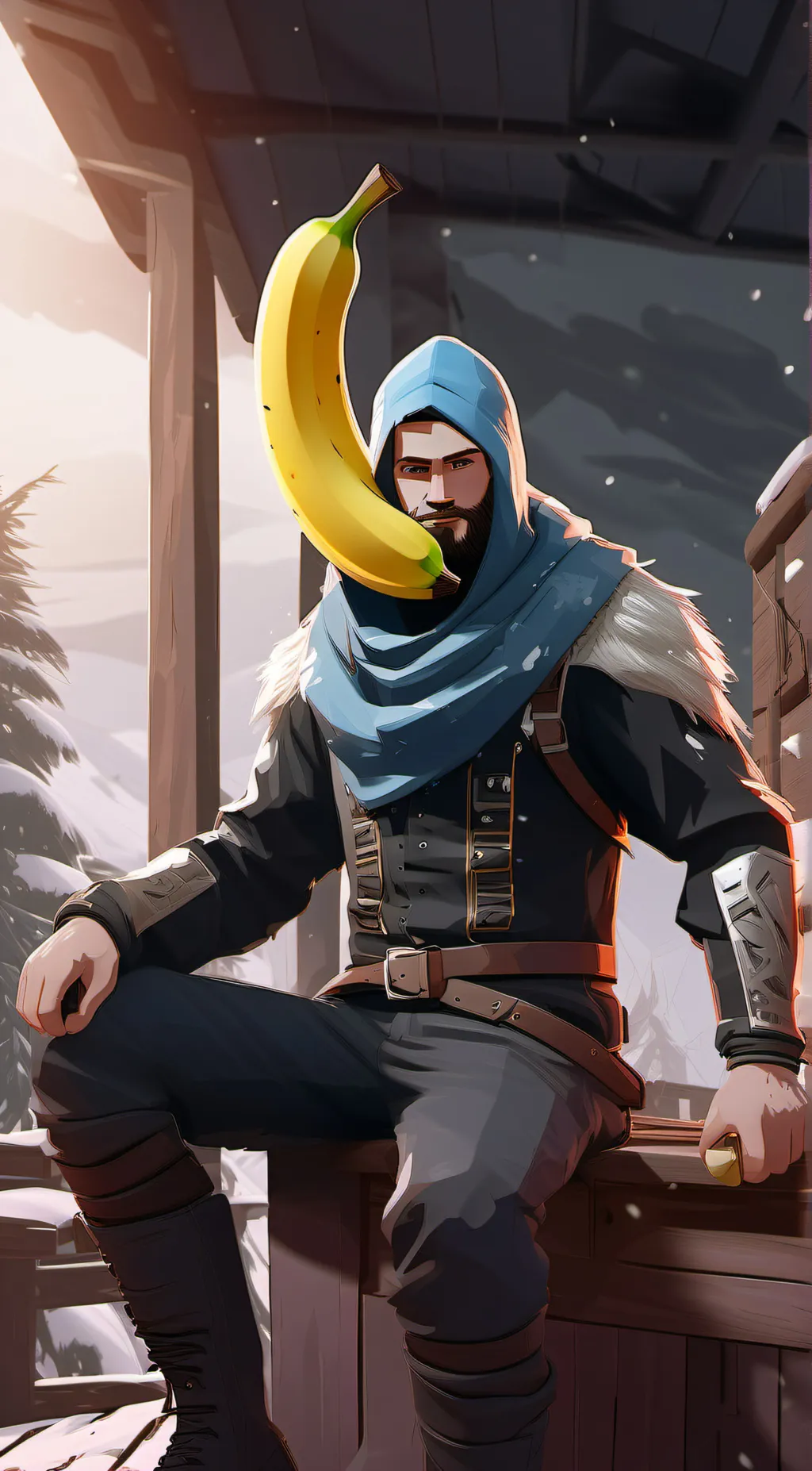 ai character: Banana Boi background