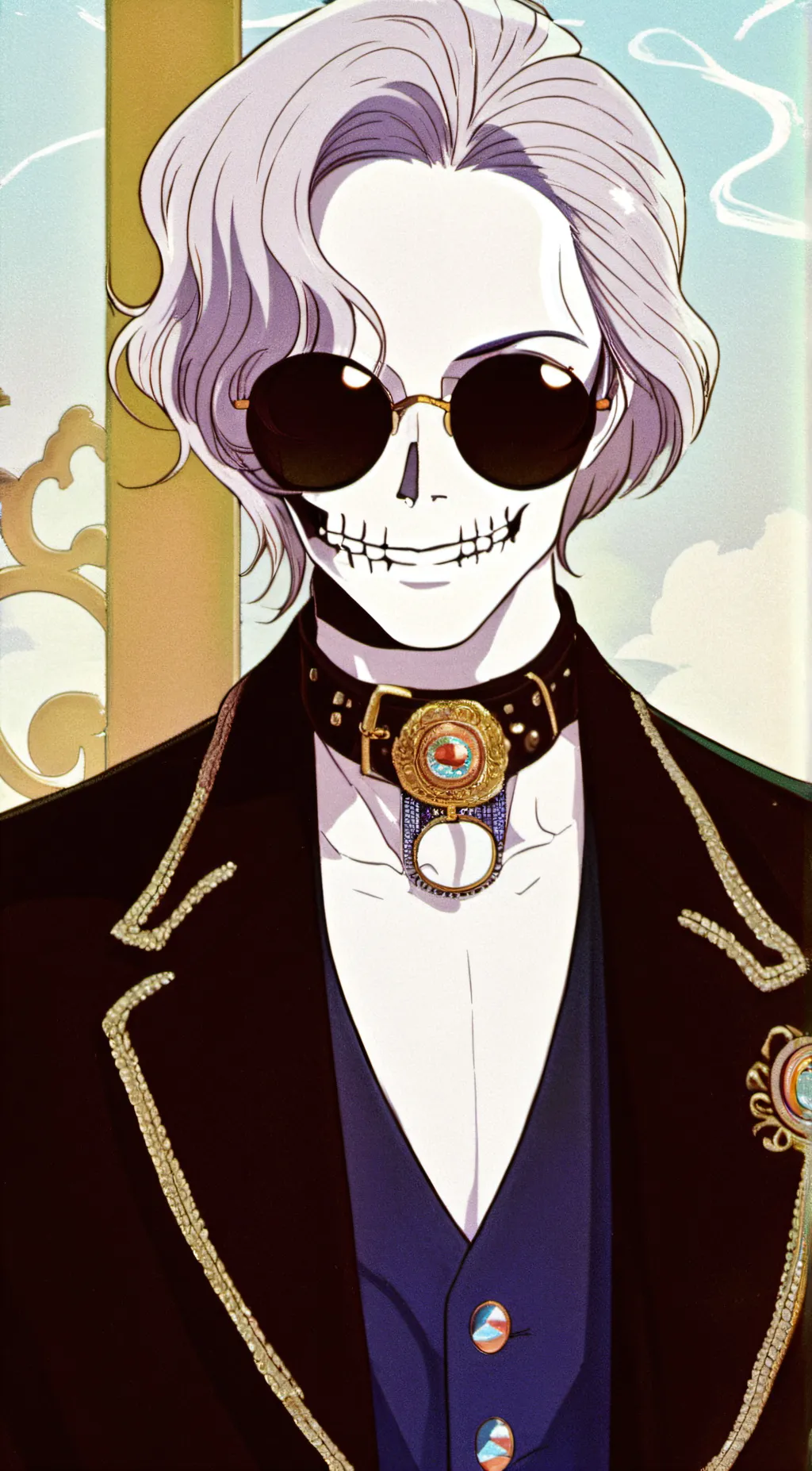 ai character: Roast skeleton background