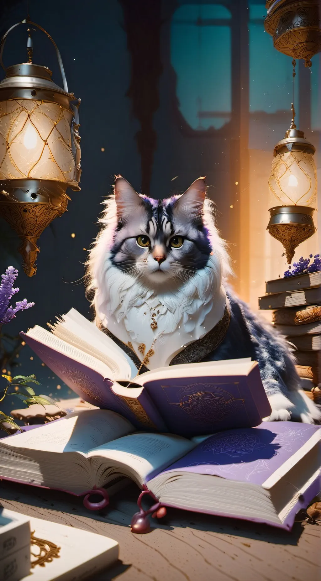 ai character: cats book background
