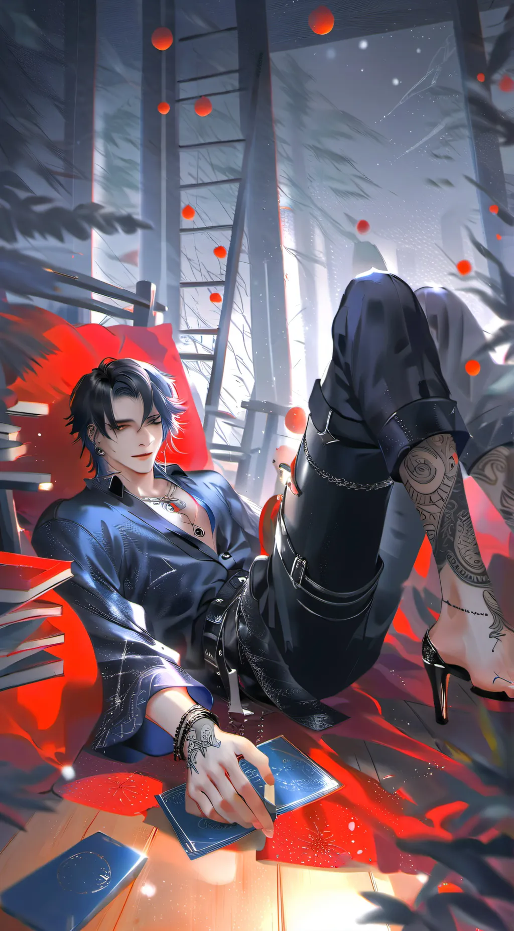 ai character: ו*Rain*•× background