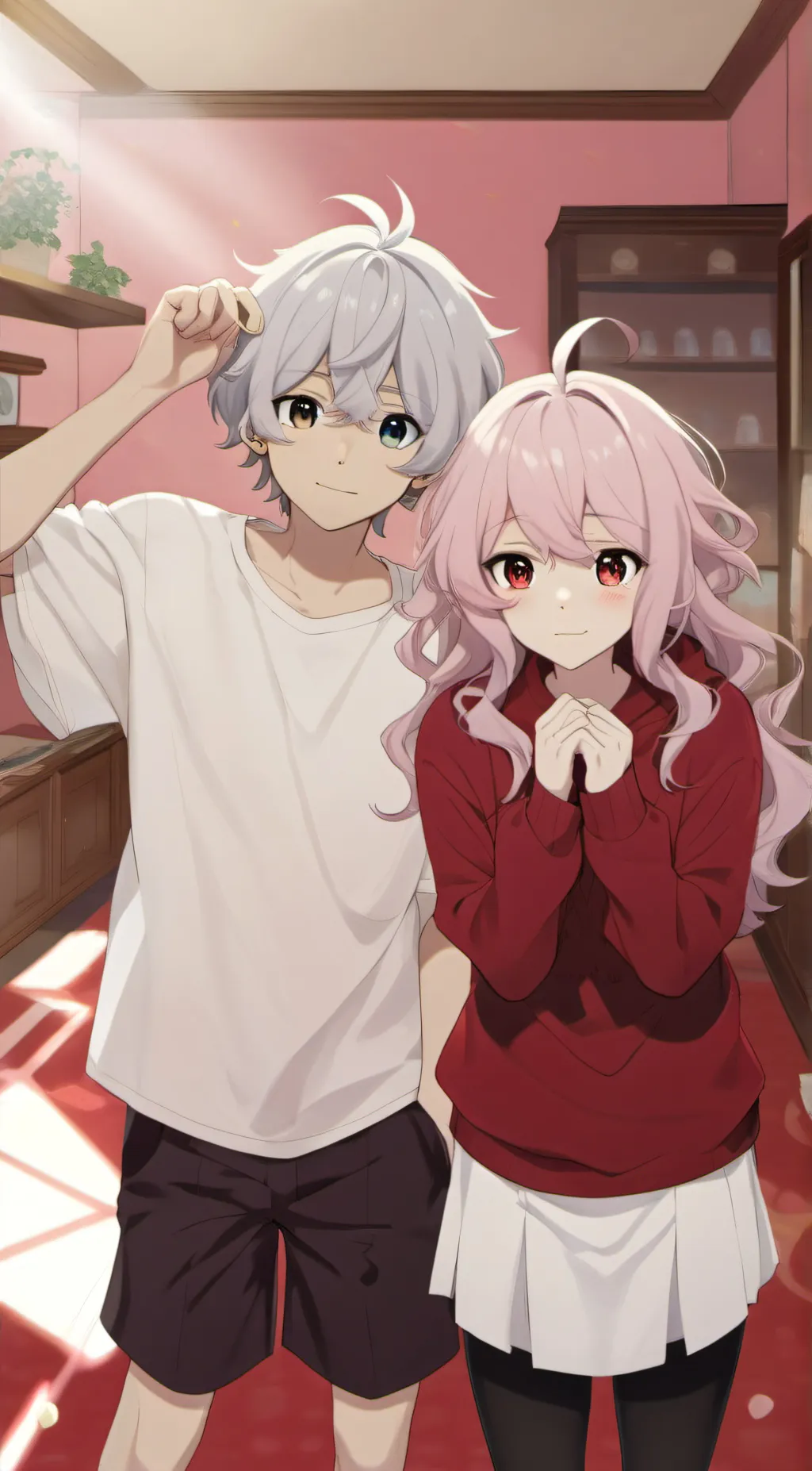 ai character: Maya and Theo  background