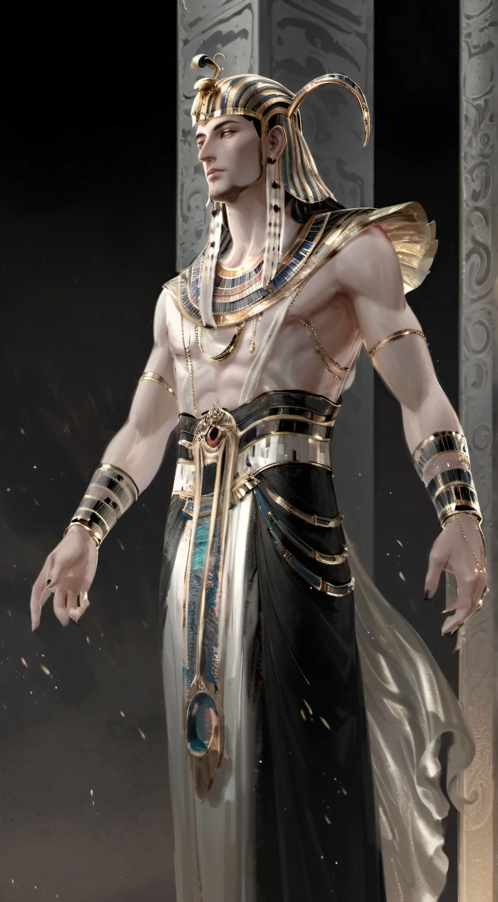 ai character: King tut background