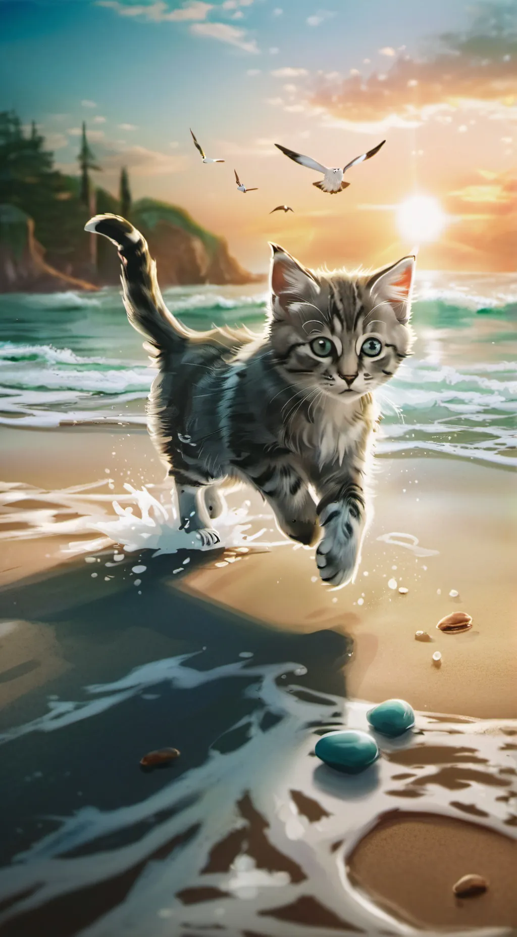 ai character: Beautiful gray cat background