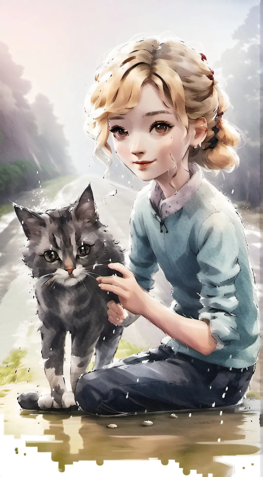 ai character: My cat and I! ❤️ background