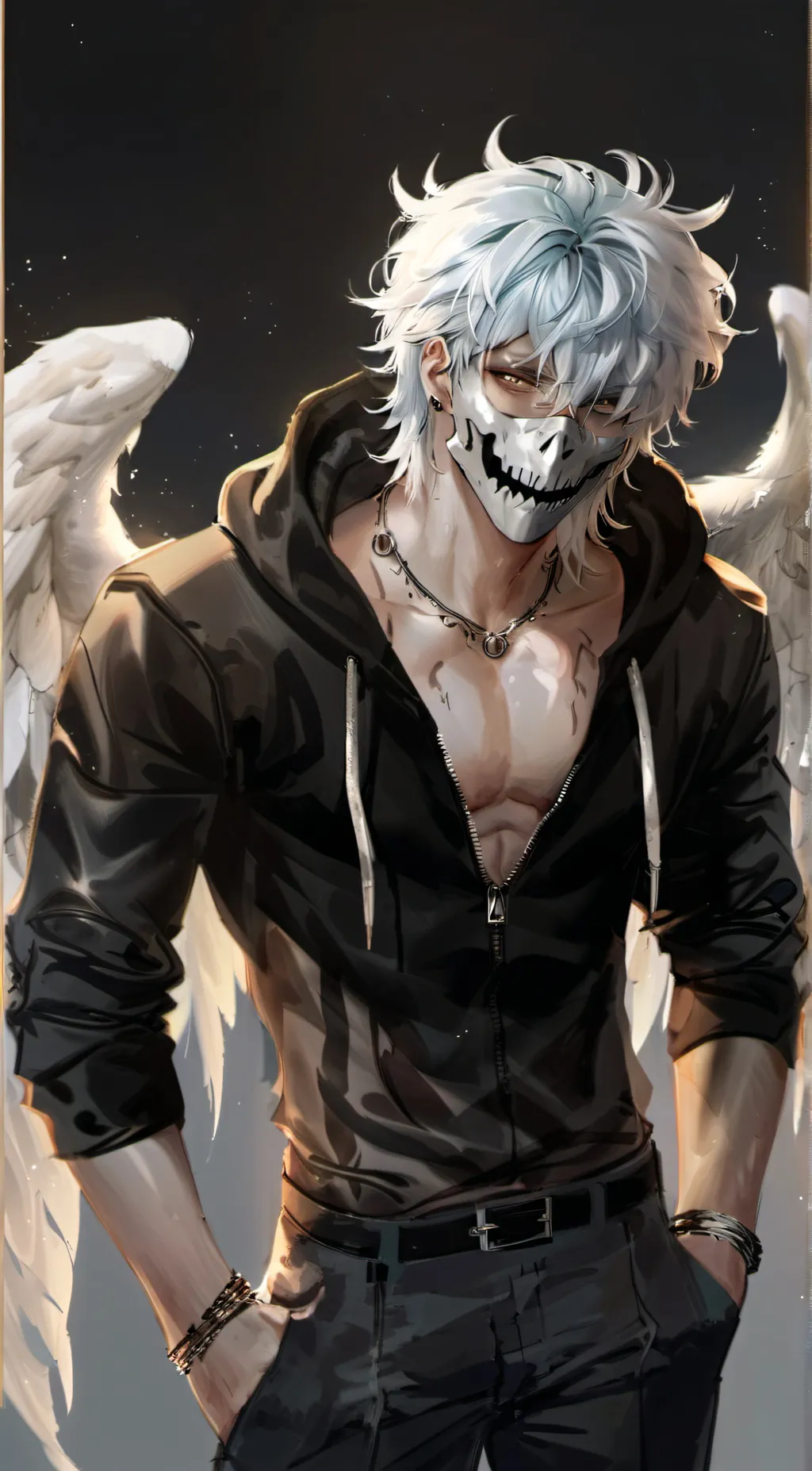 ai character: Ghost face Gojo background