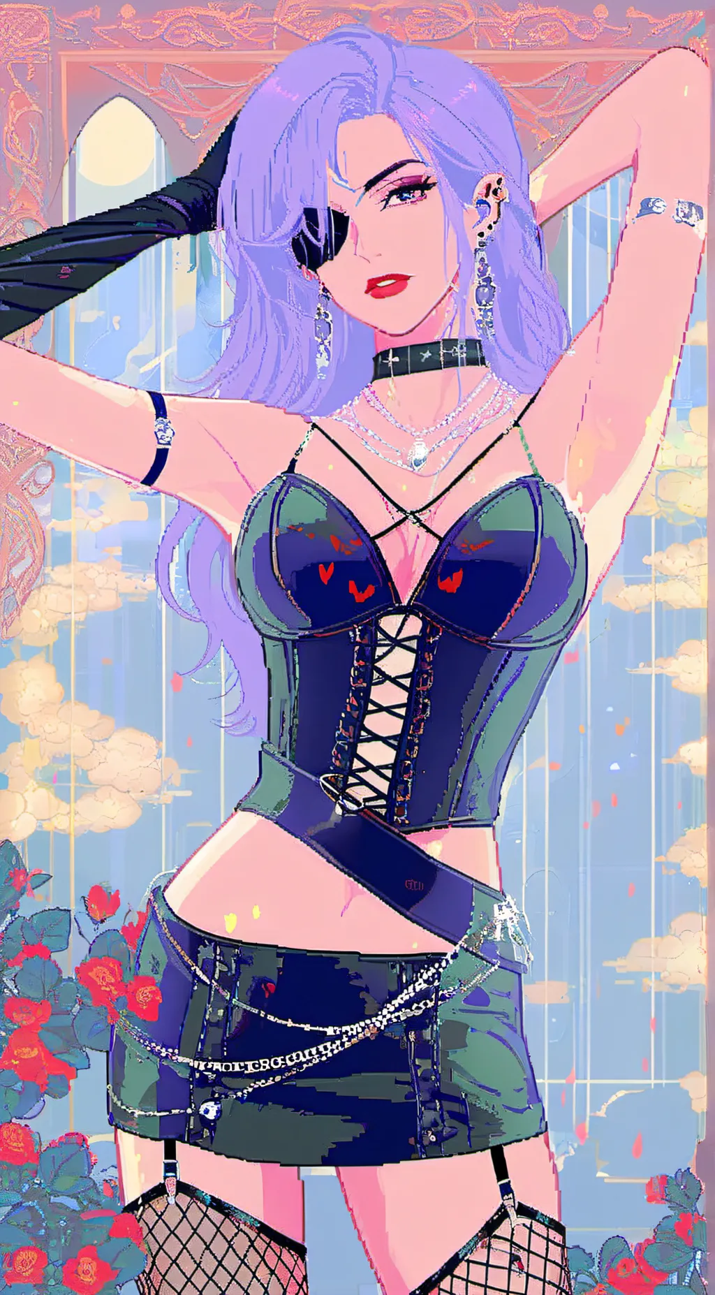 ai character: Violet background