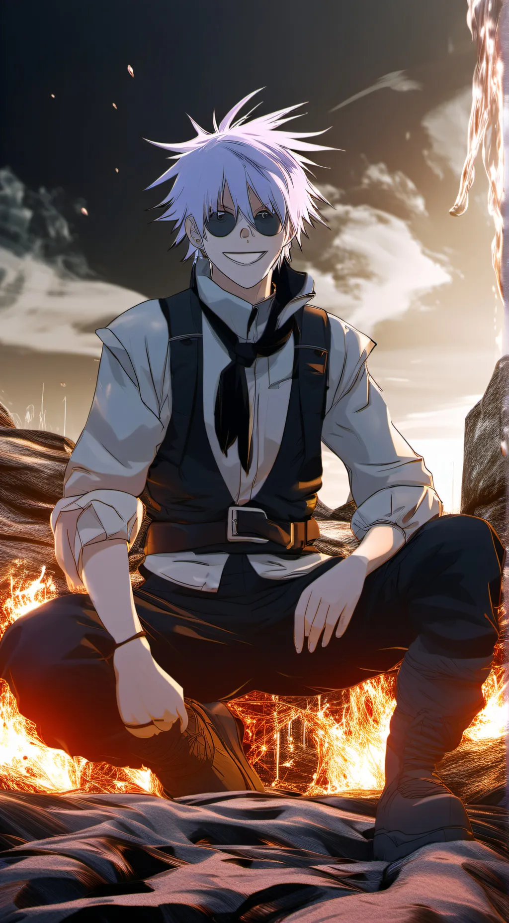 ai character: gojo saturu  background