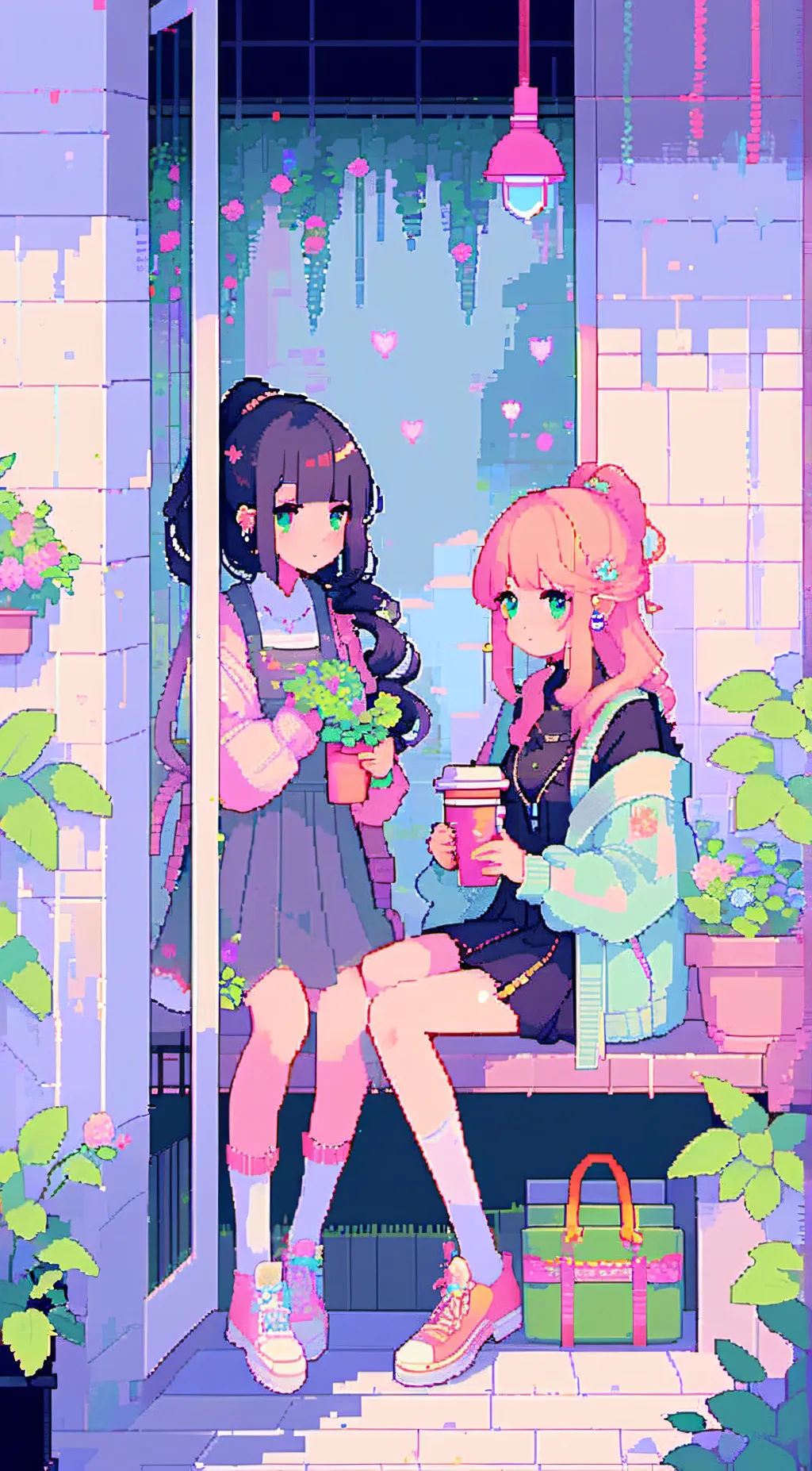 ai character: 2 kawaii Lover background