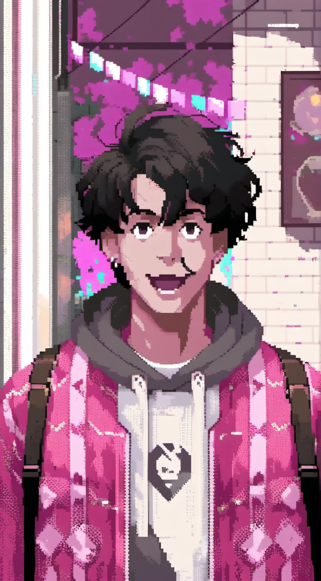 ai character: Creepy man at door background