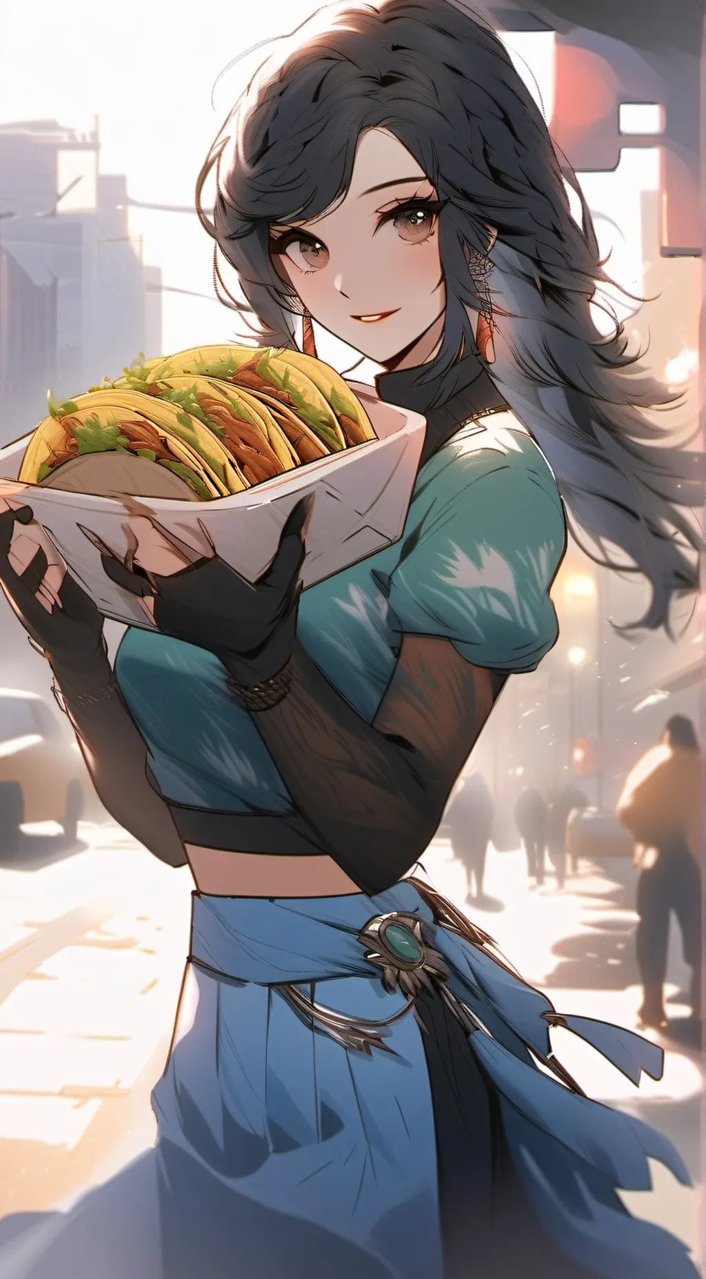 ai character: tv woman  background