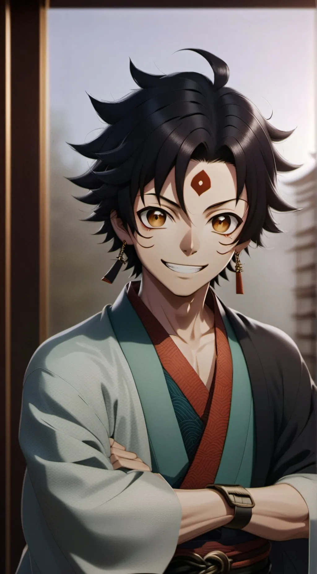 ai character: Hashira sleepover background