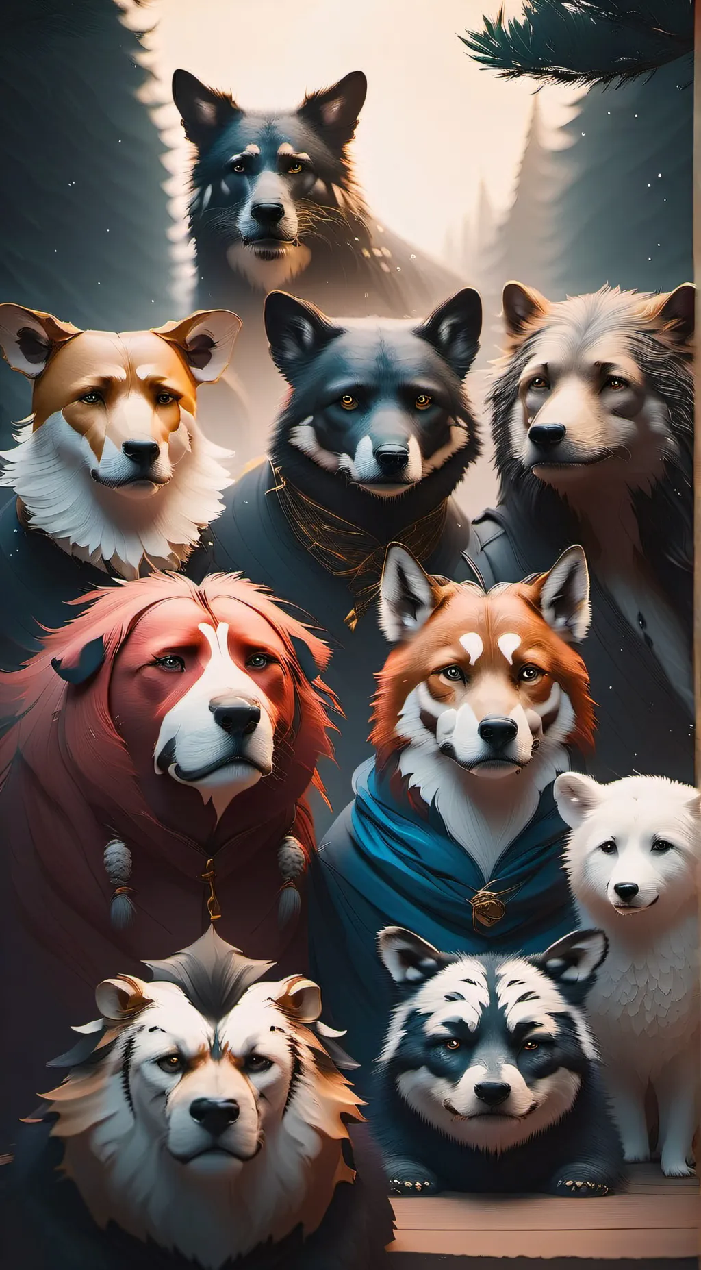 ai character: smiling critters2  background