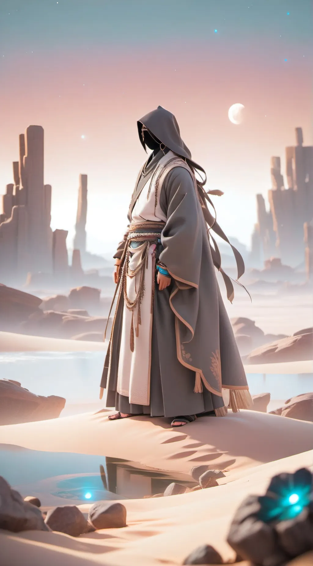 ai character: Moonlit background