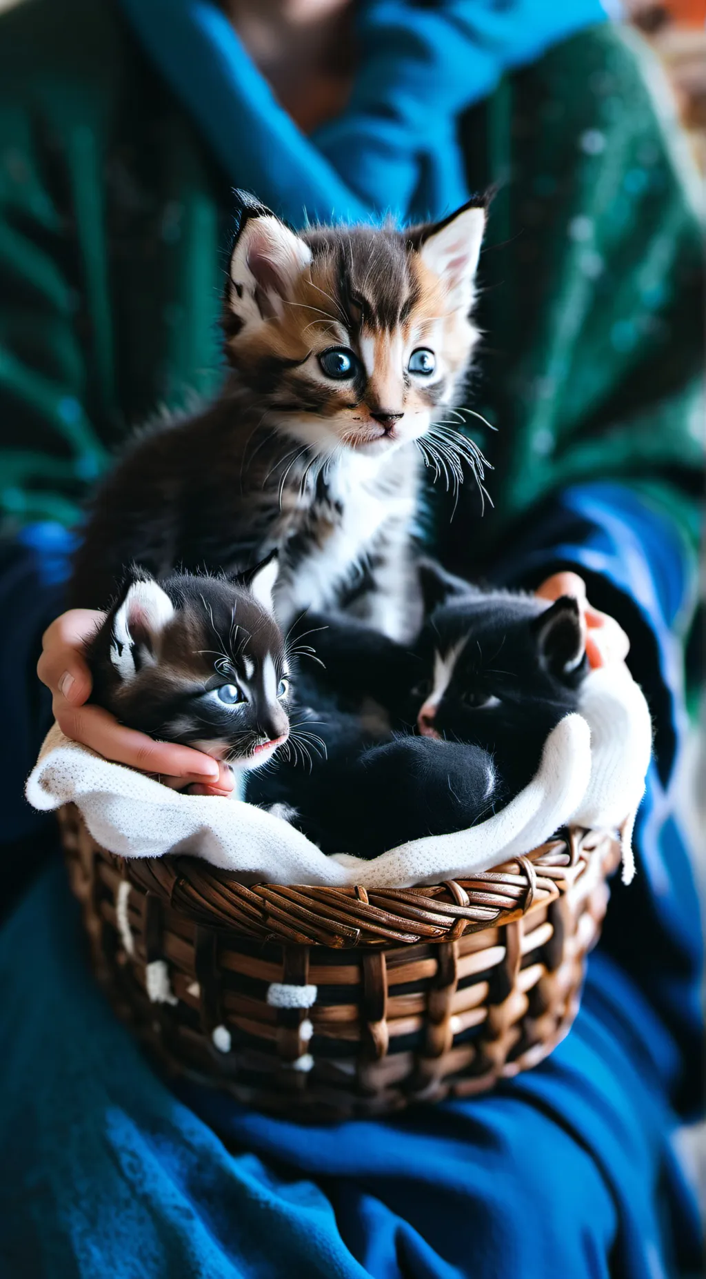 ai character: baby  kittens background