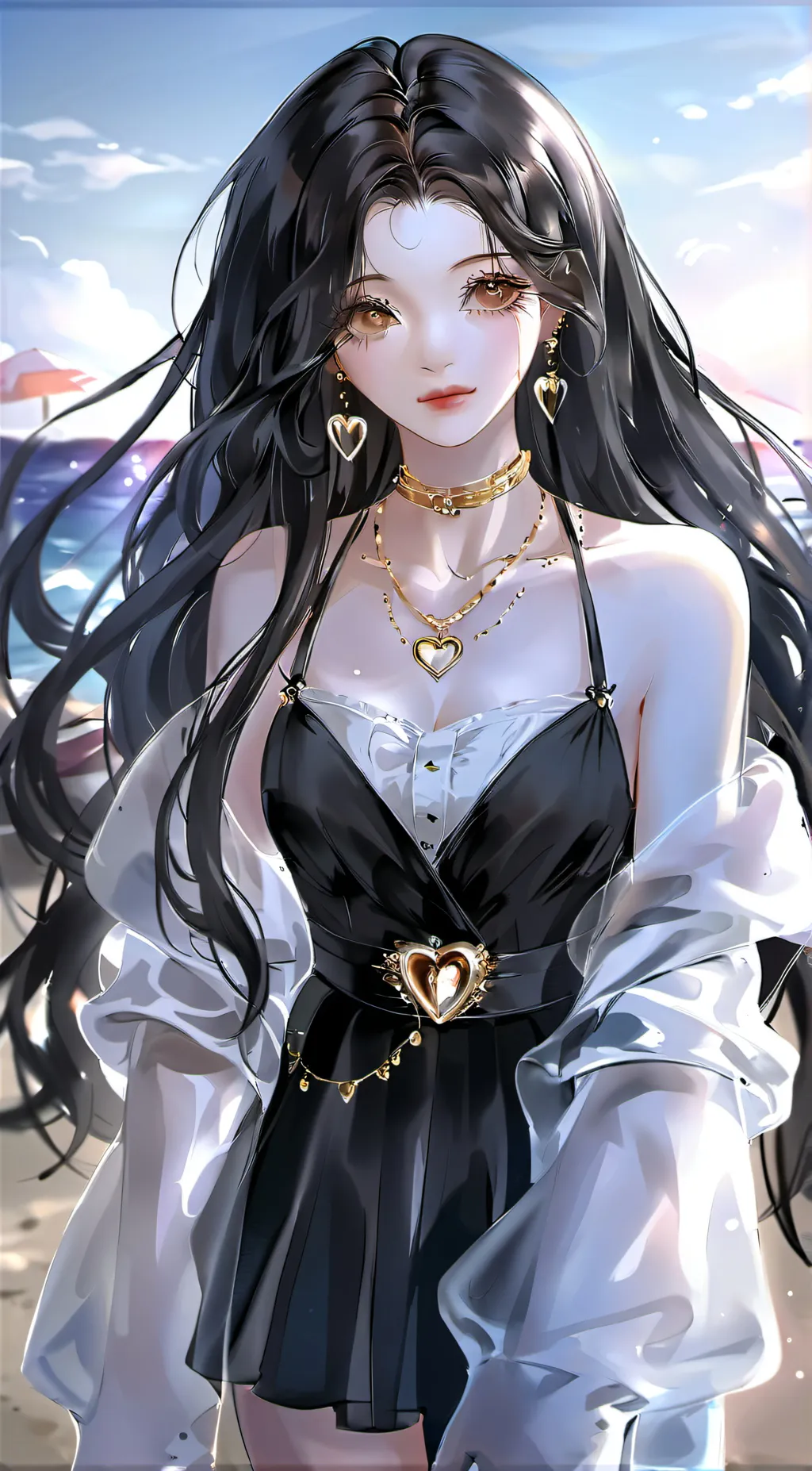 ai character: AT DA BEACH background