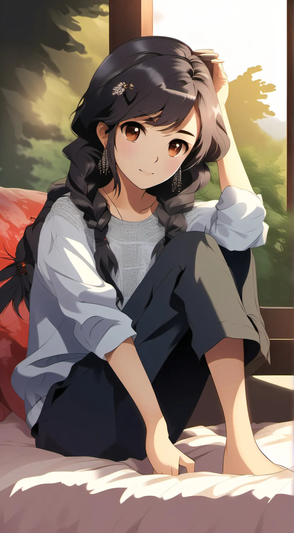 ai character: blind girlfriend  background