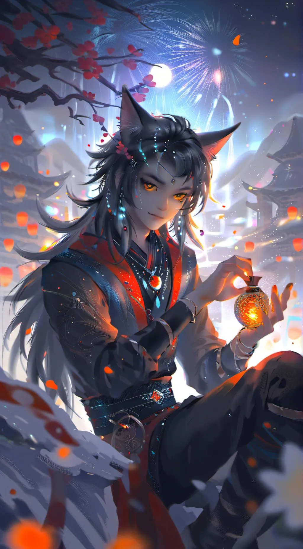 ai character: Magical cat boy background