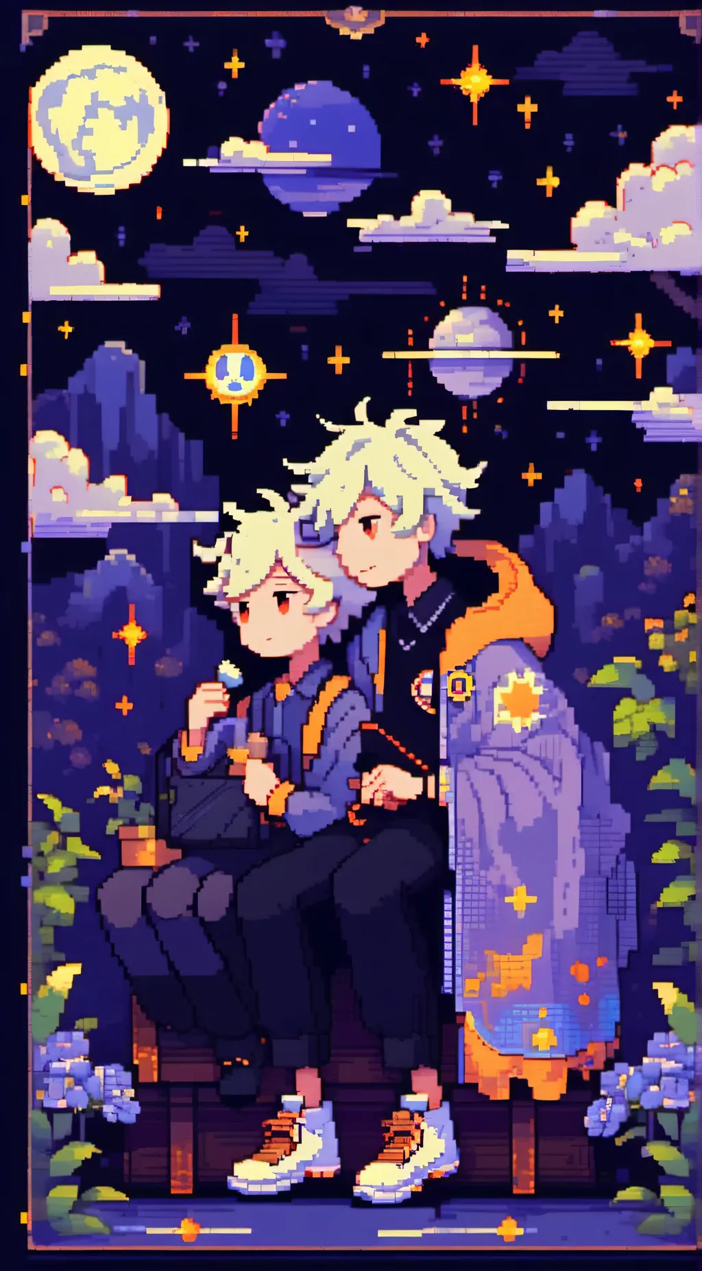 ai character: sun and moon background