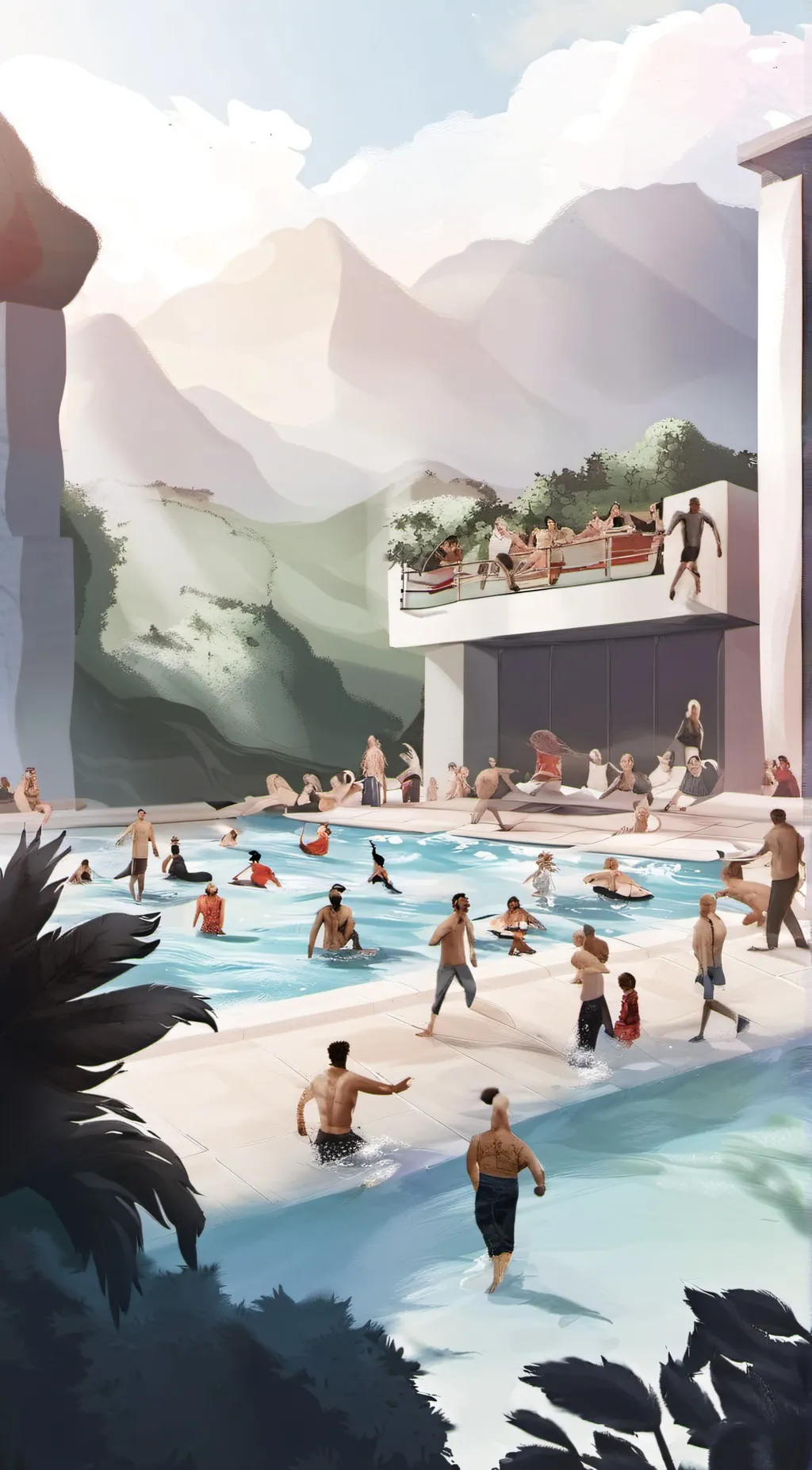 ai character: mha pool party background