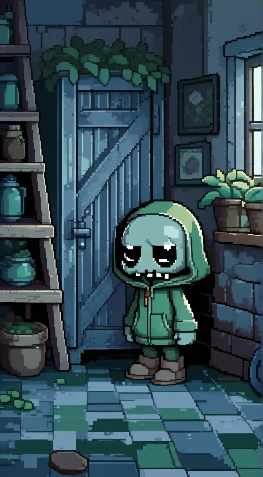 ai character: SnowPea pvz ??? background