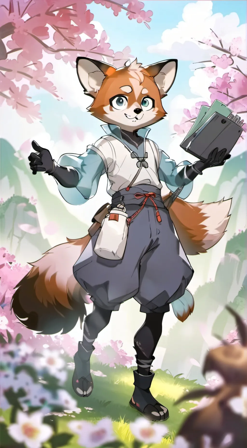ai character: Ribbon red panda  background