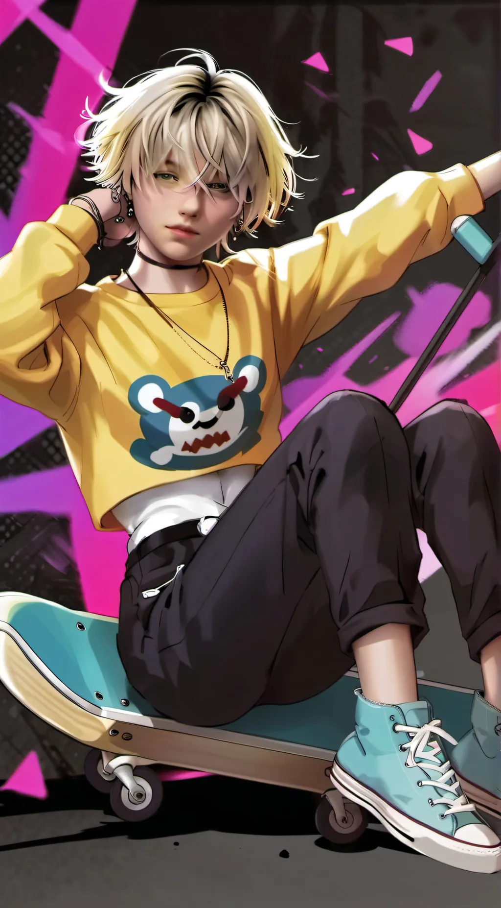 ai character: Purple background