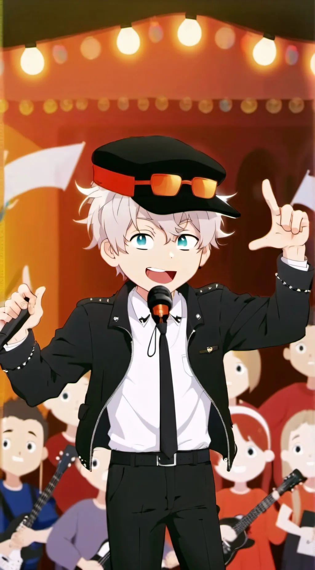 ai character: Singer silly background