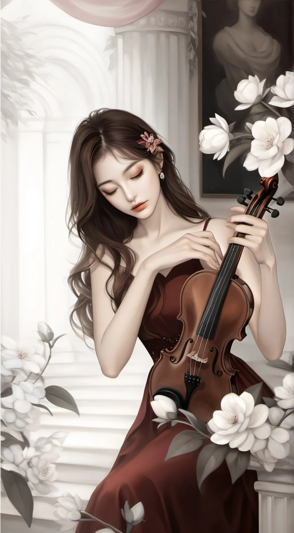 ai character: Violin girl background