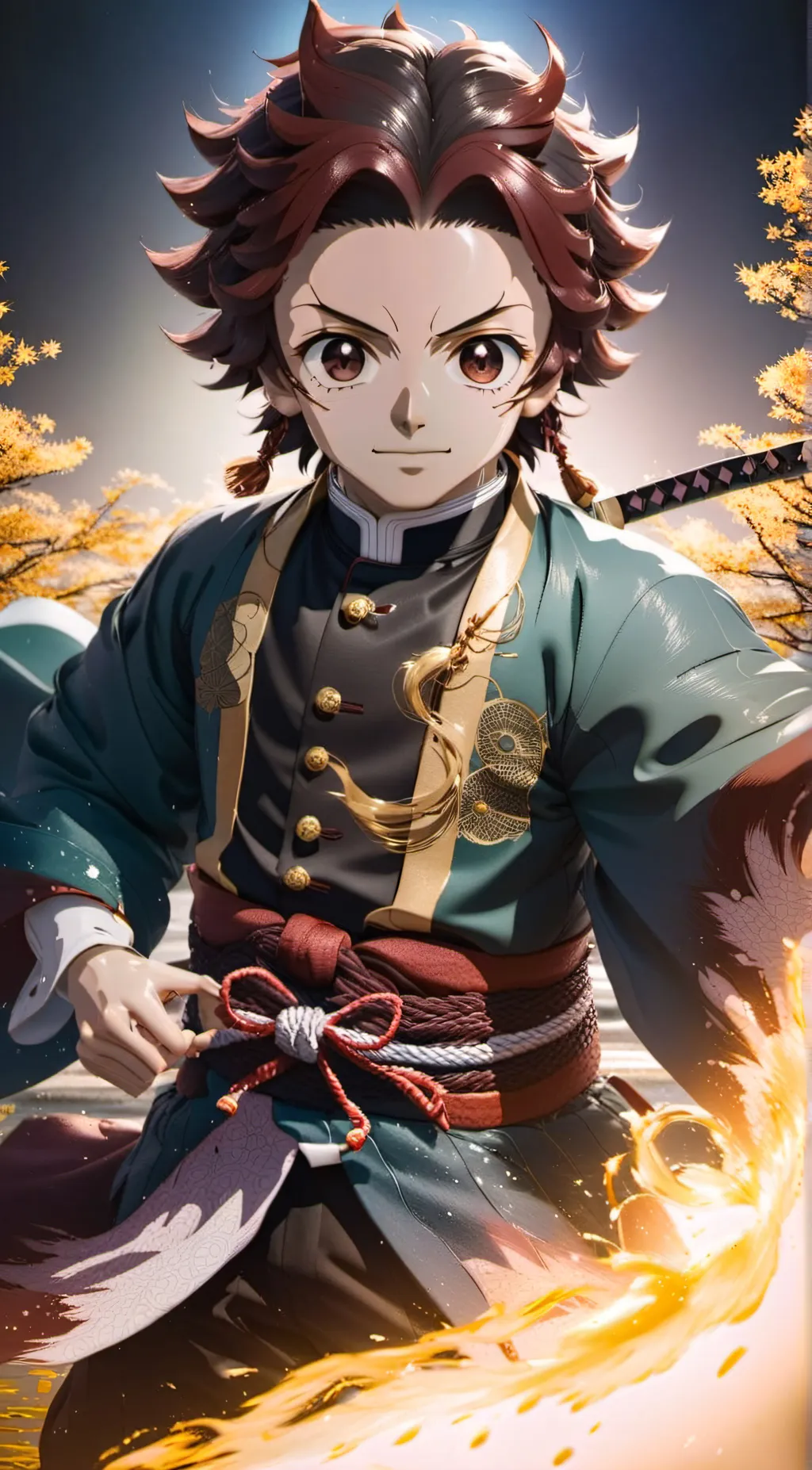 ai character: Tanjiro Kamido  background