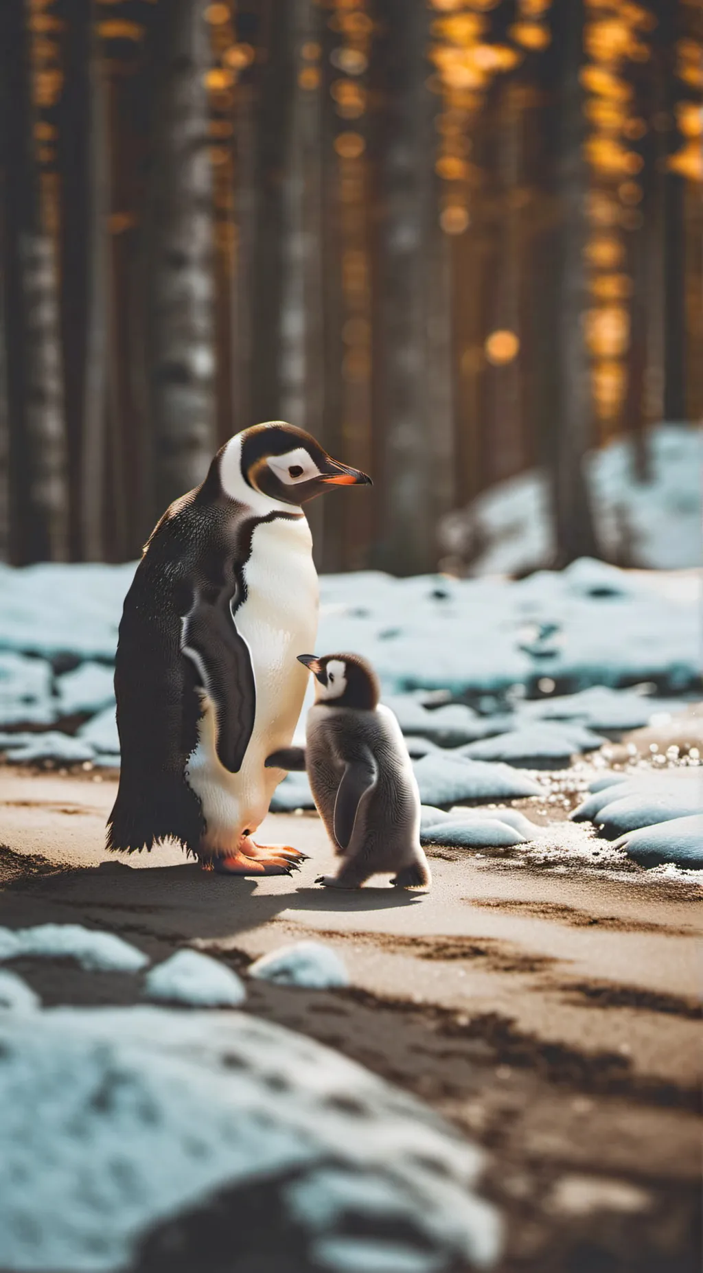 ai character: Baby Penguin  background