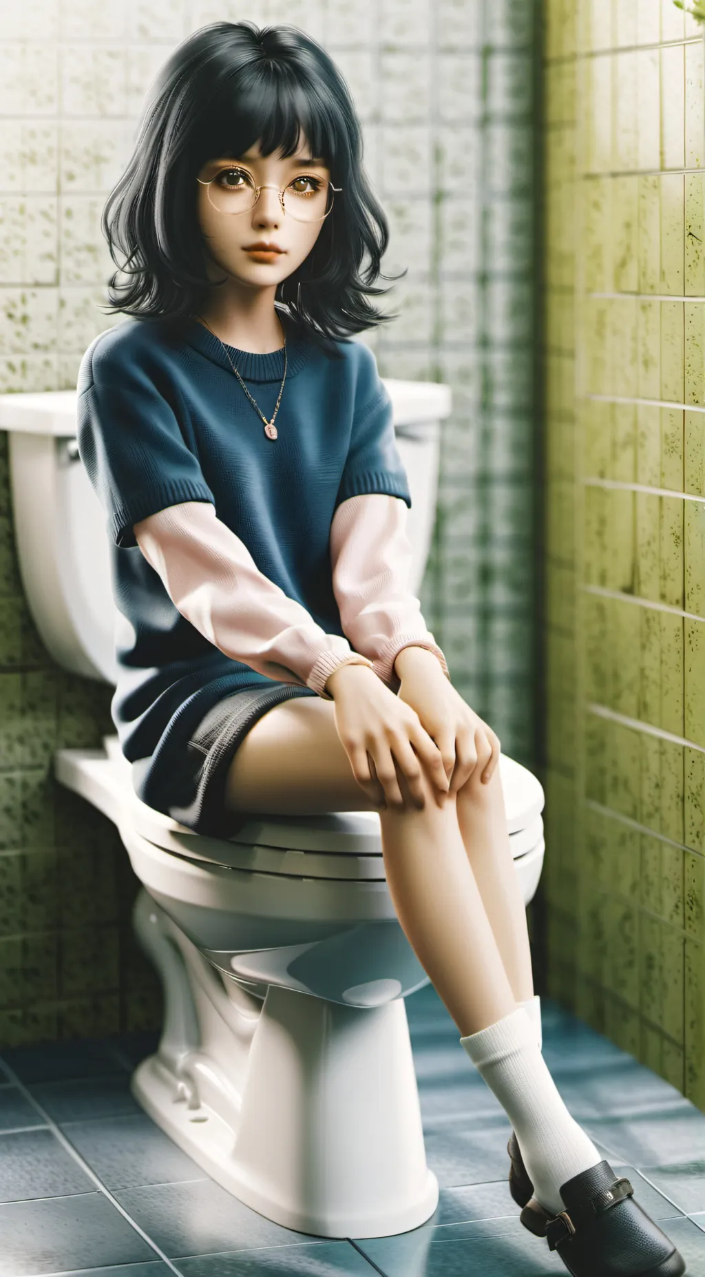 ai character: Girl I toilet background