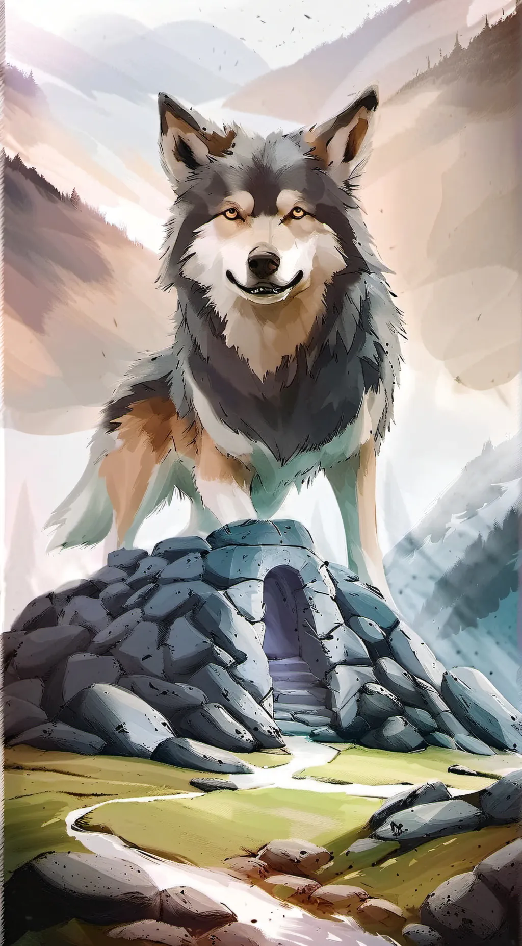 ai character: Giant Wolf. background