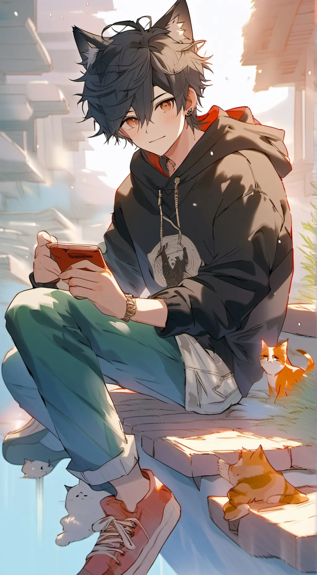 ai character: neko catboy background