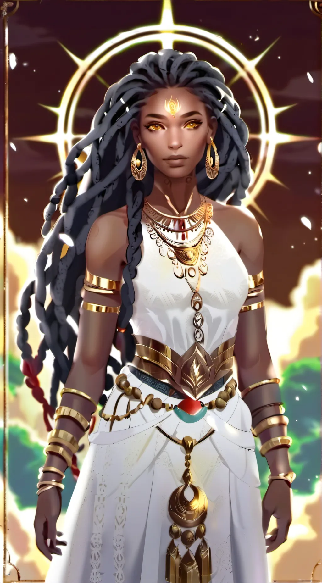 ai character: Sun Goddess Nana background