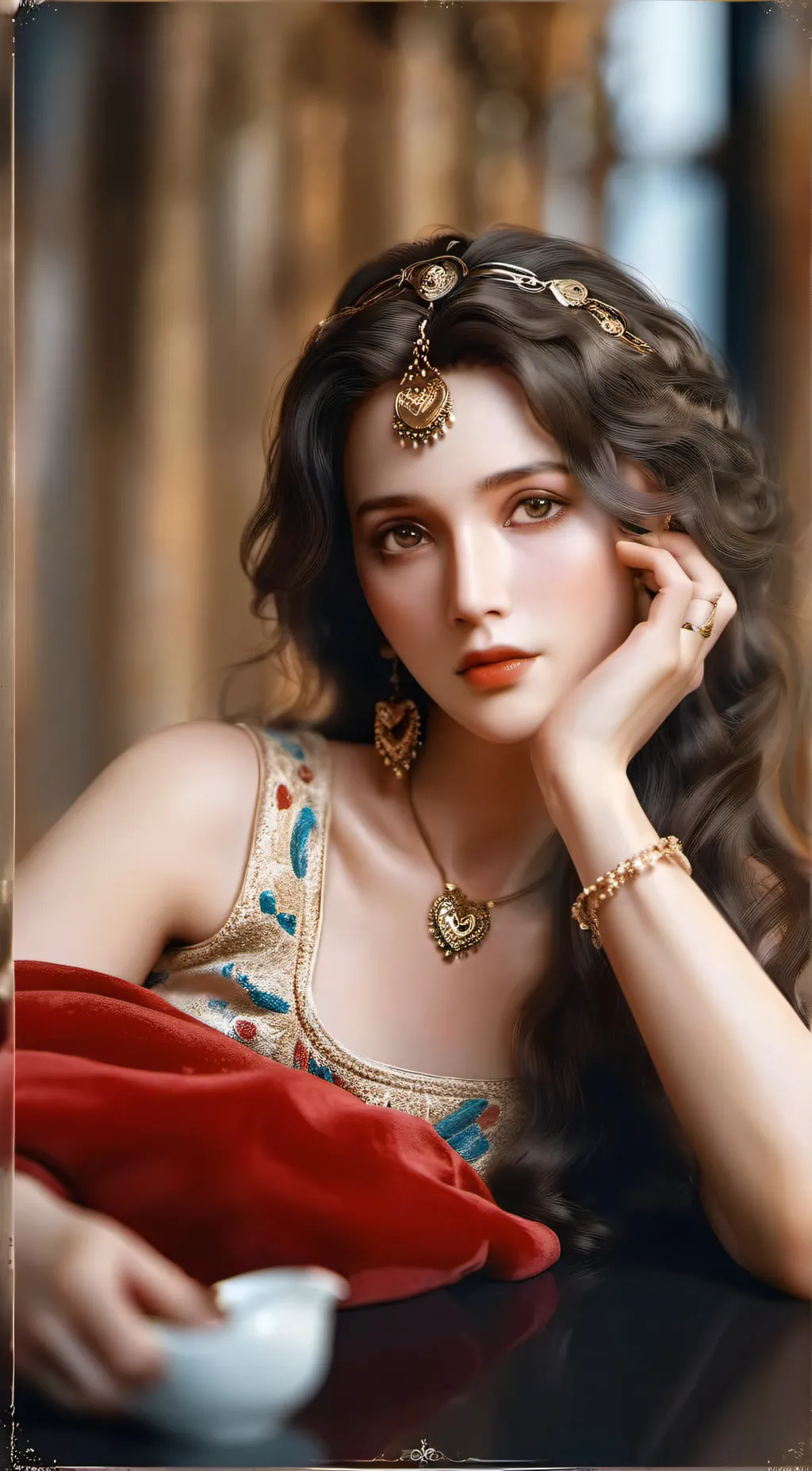 ai character: Aphrodite  background