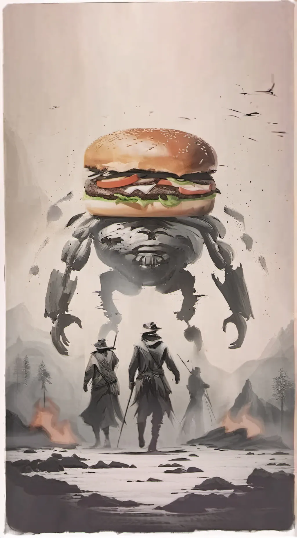 ai character: hamburger god background