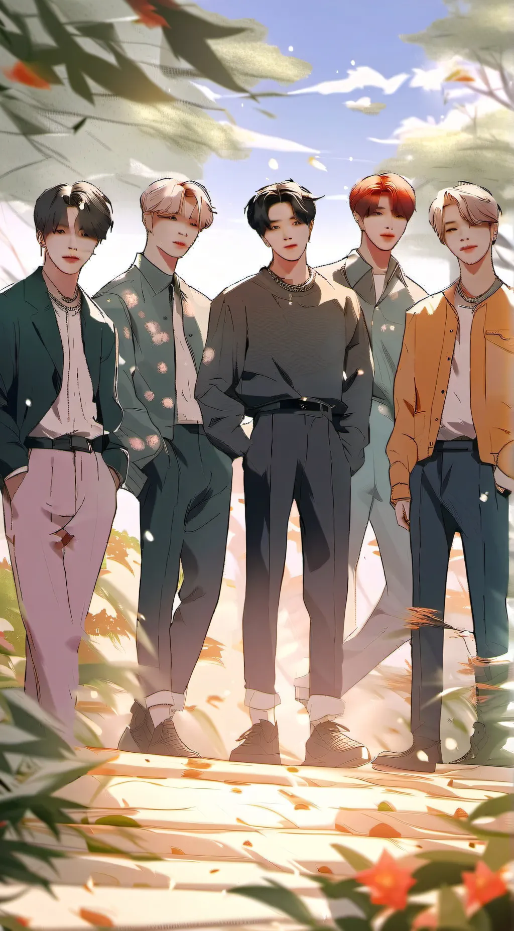 ai character: BTS boys background