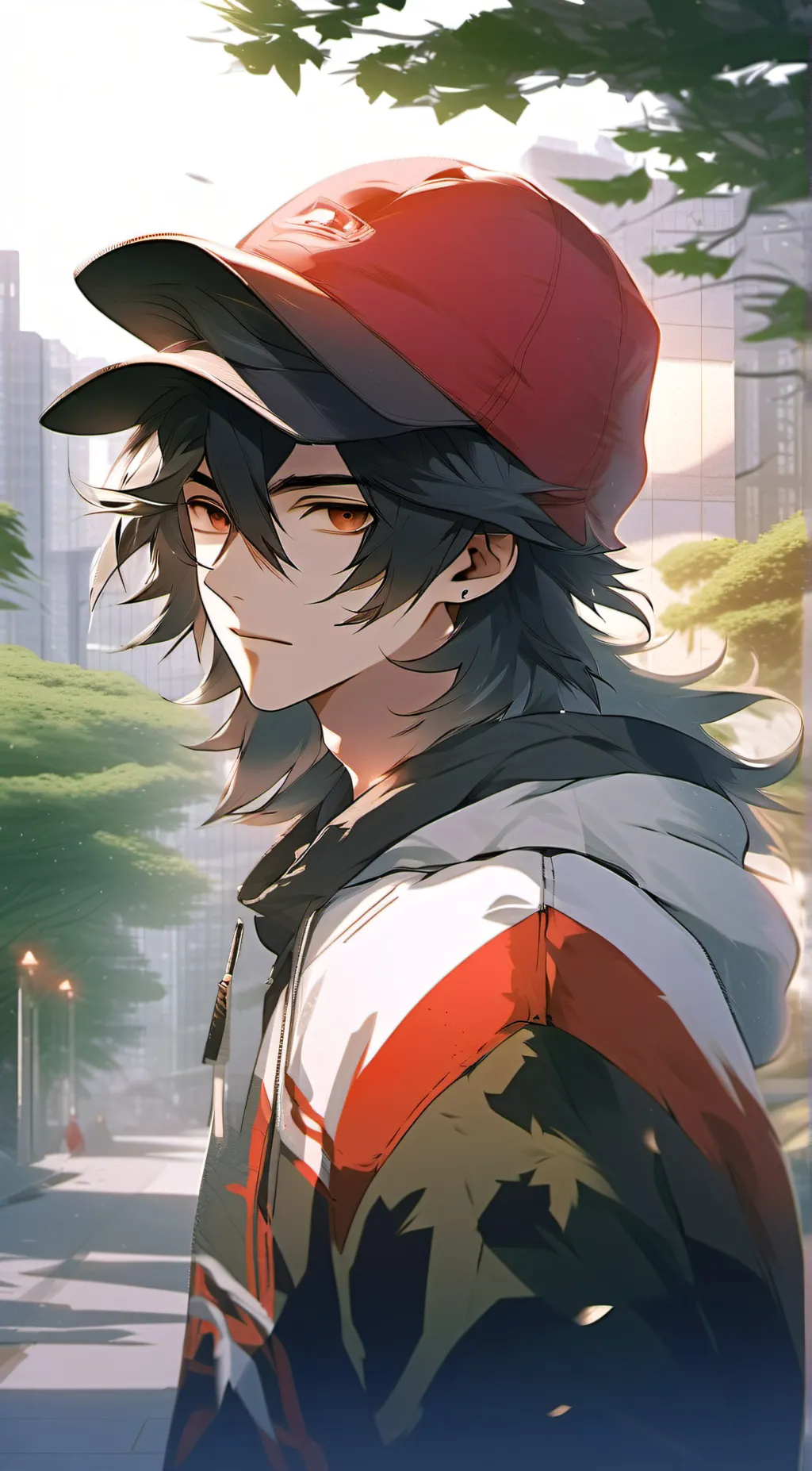 ai character: Strangled red  background