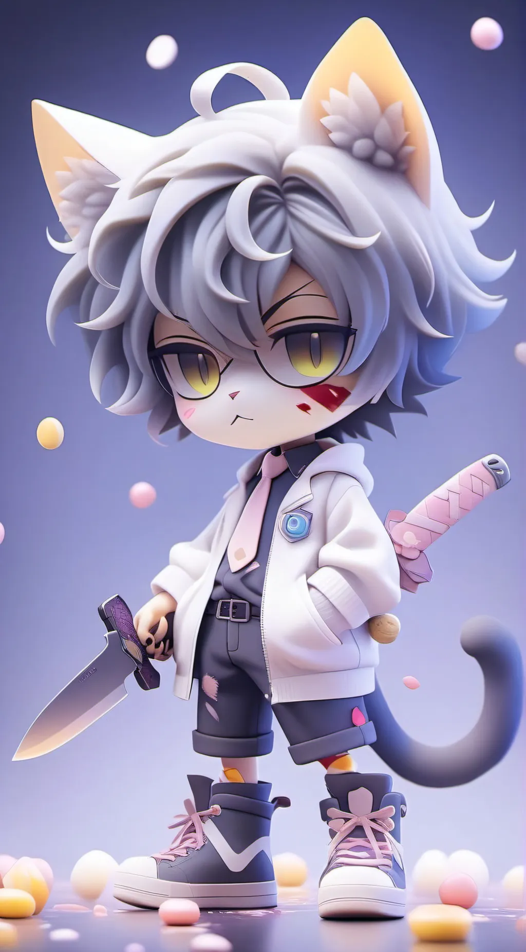 ai character: candy cat background