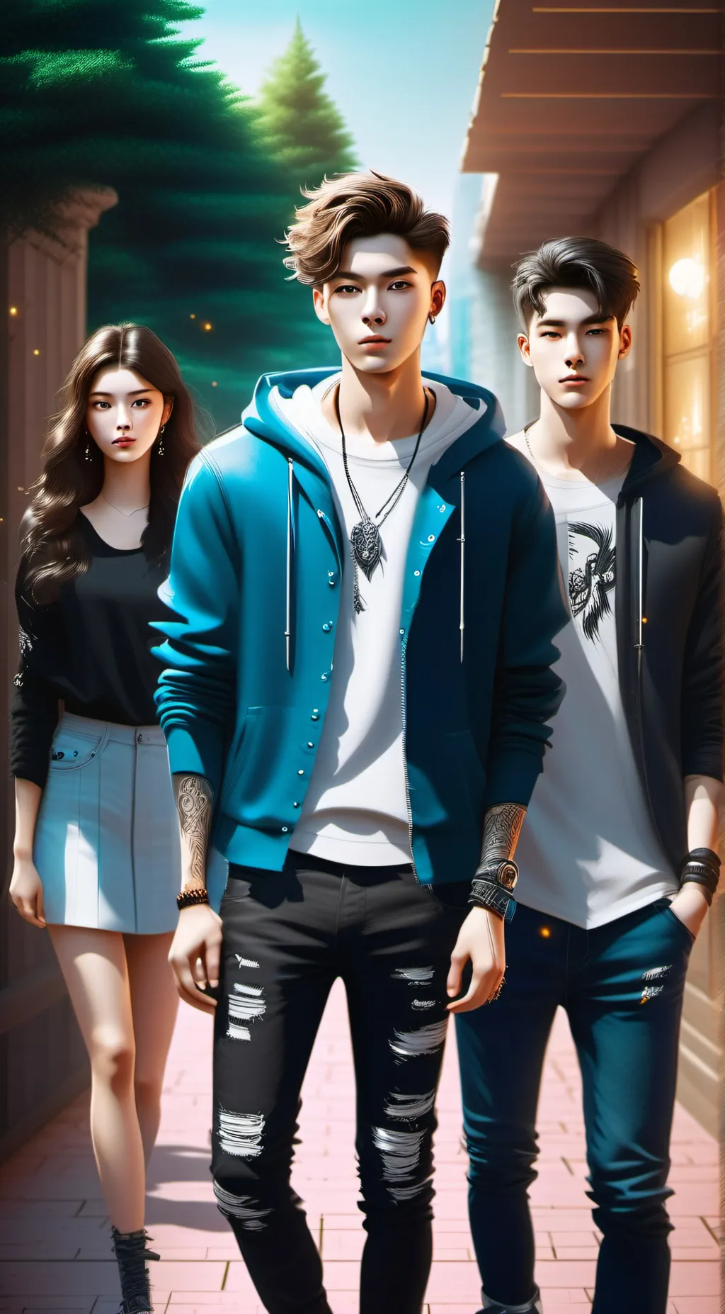 ai character: Brody, Dani, Evan background