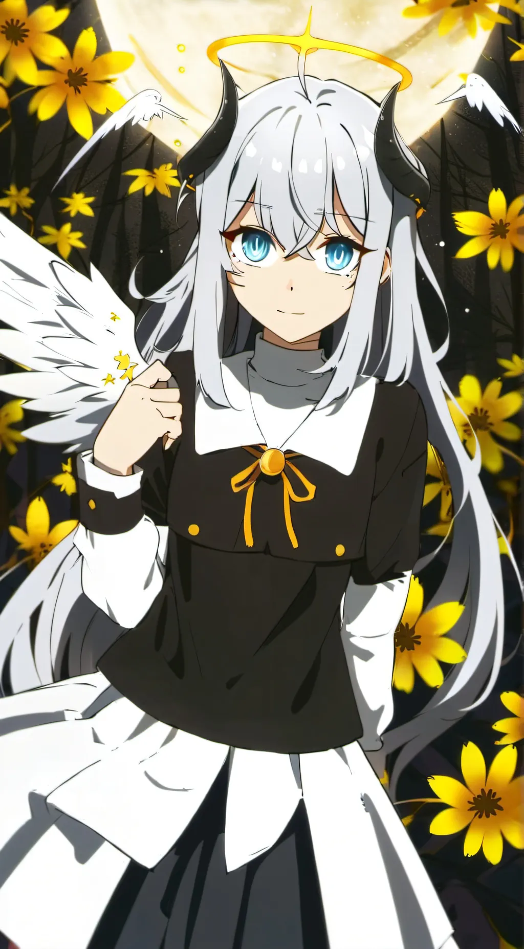 ai character: moonlight background